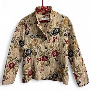 70s vintage style floral button up jacket